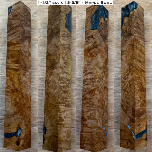 Stabilized Maple Burl 13-3/8” Hybrid XL Call / Cue Blank