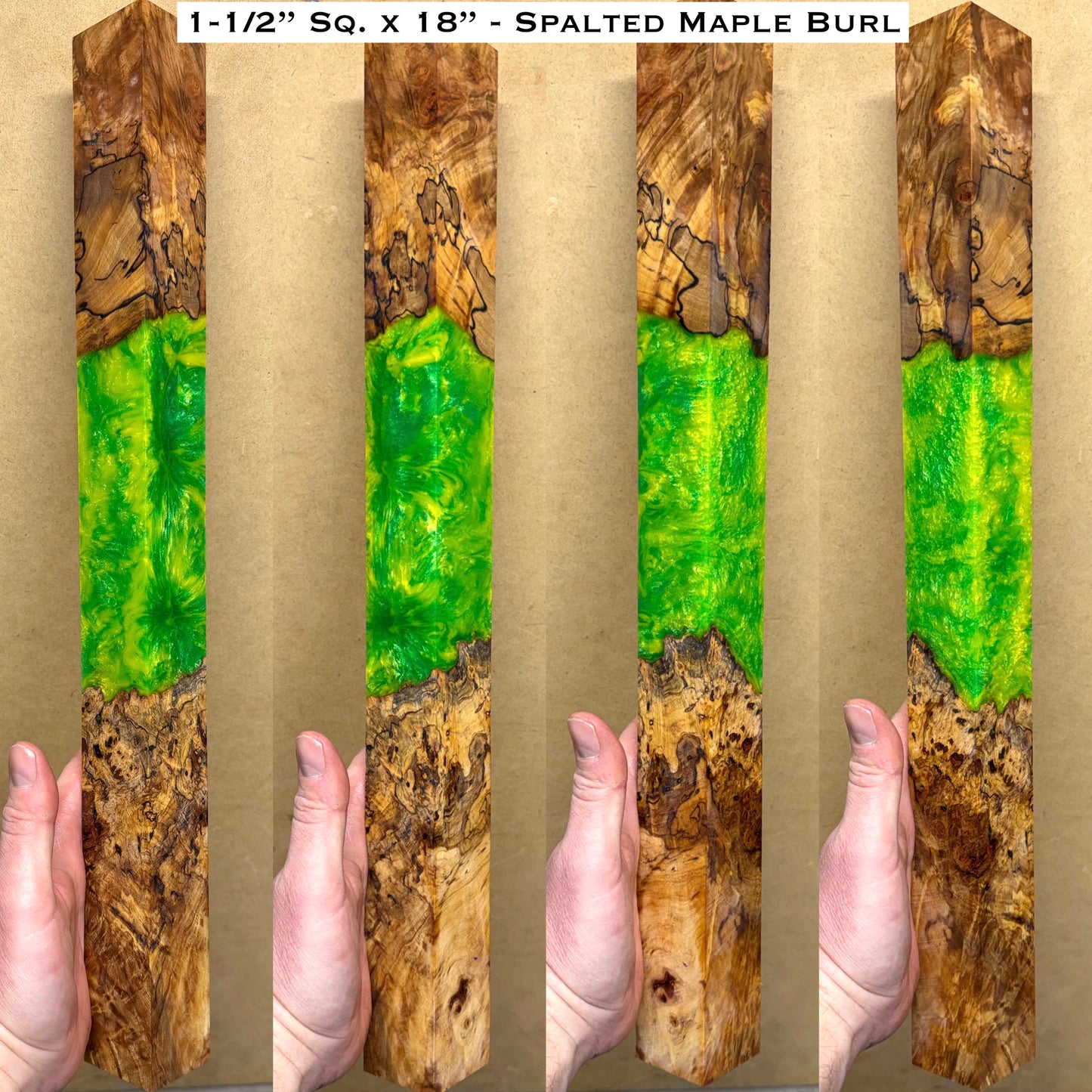 Stabilized Spalted Maple Burl 18” Hybrid XL Call / Cue Block