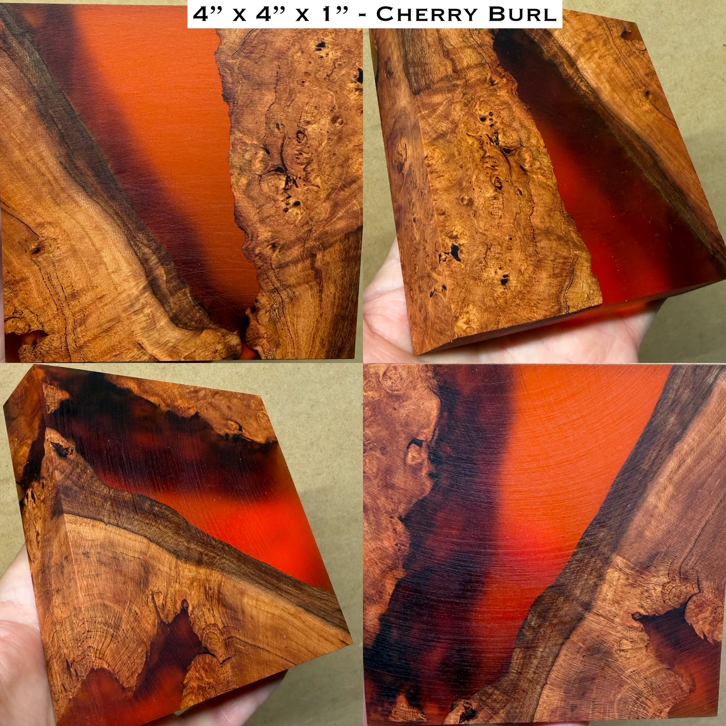 Stabilized Cherry Burl Hybrid Turkey Pot Call Block