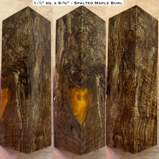 Stabilized Spalted Maple Burl 6-3/4” Hybrid Call / Handle Blank