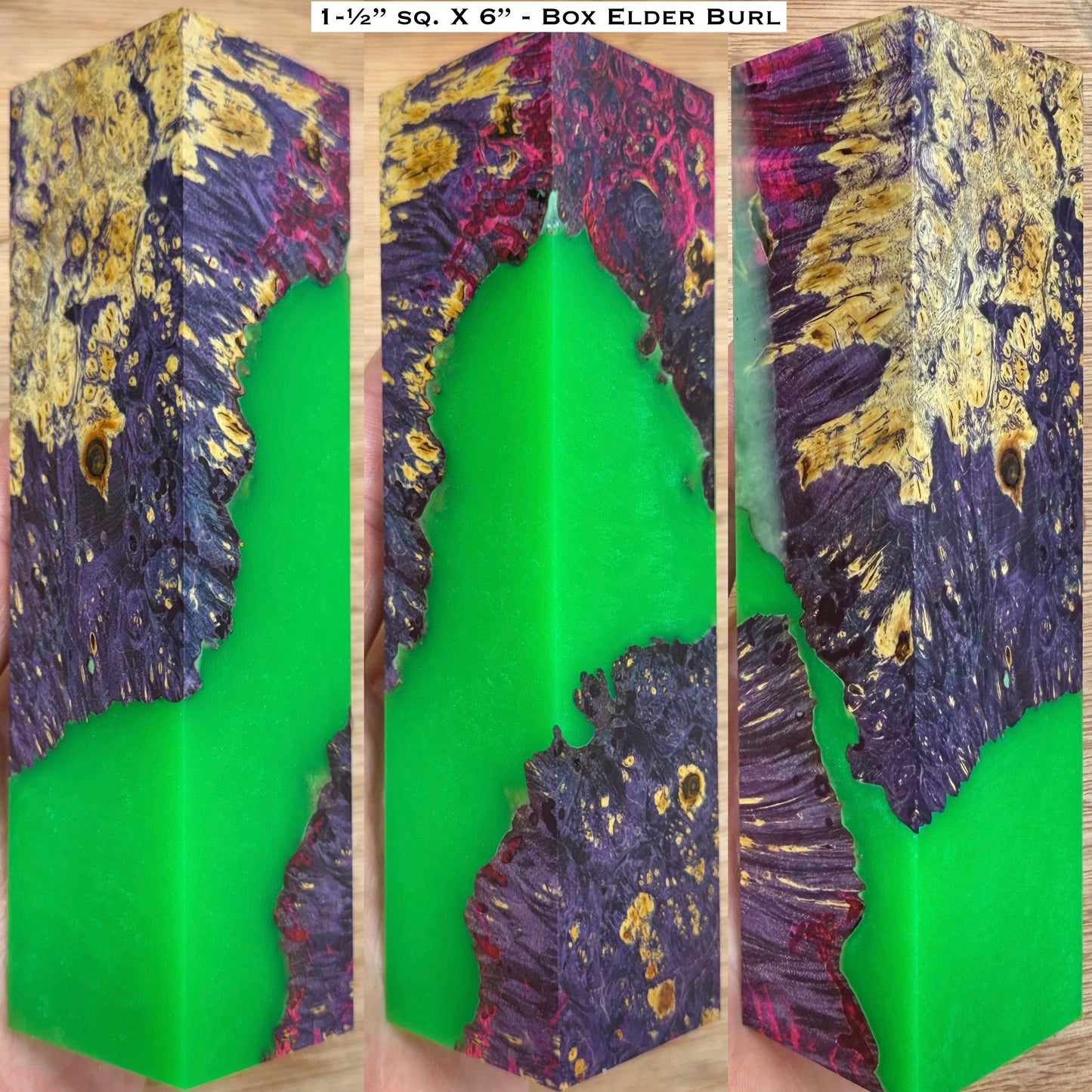 Stabilized Box Elder Burl 6” Hybrid XL Call / Cue Blank Set (SET OF 3)