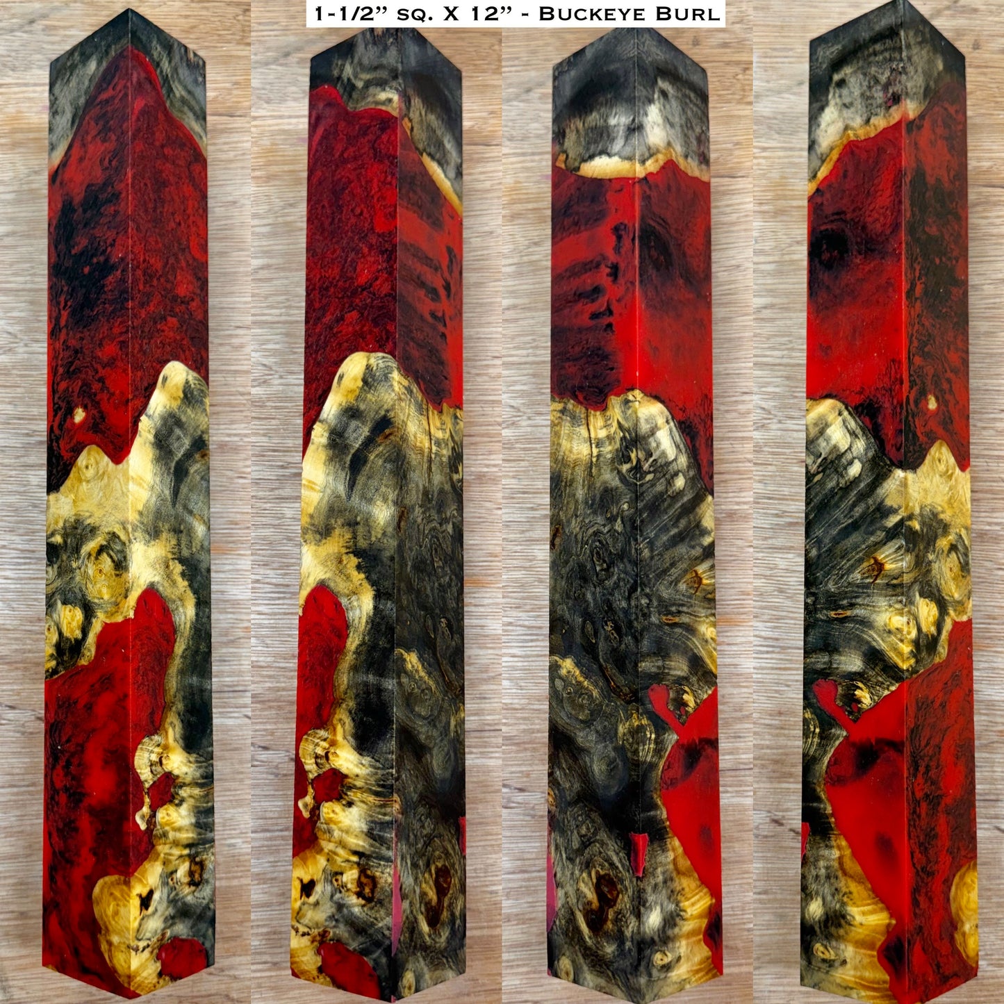 Stabilized Buckeye Burl 12” & 6” Hybrid XL Call / Cue Blank Set (SET OF 2)